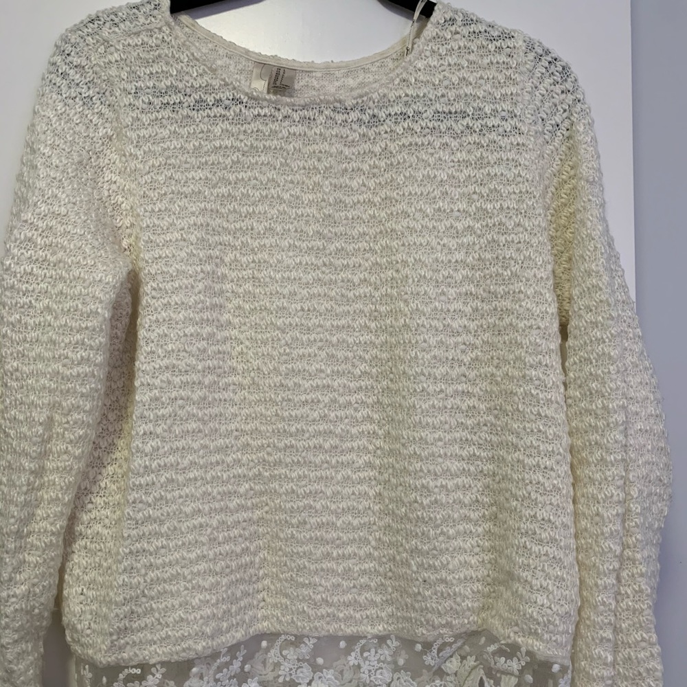 Cream lace edge sweater